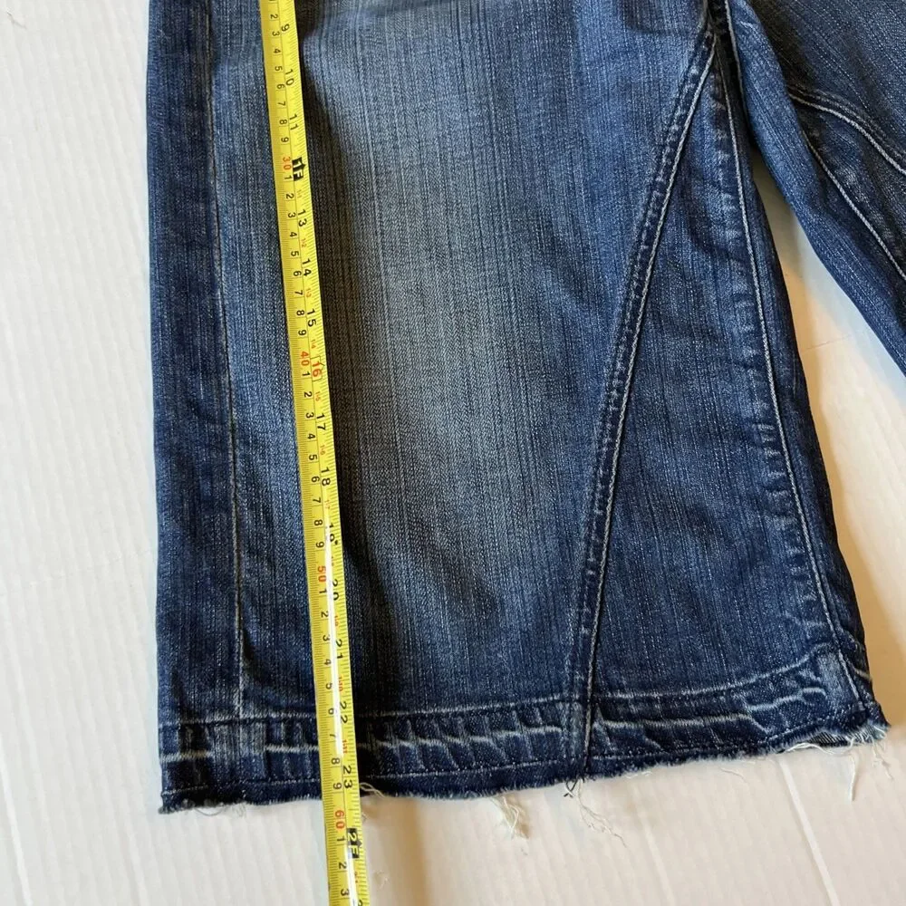 7 For All Mankind Women's Size 30 Blue Denim Wide Leg Long Jean Shorts
